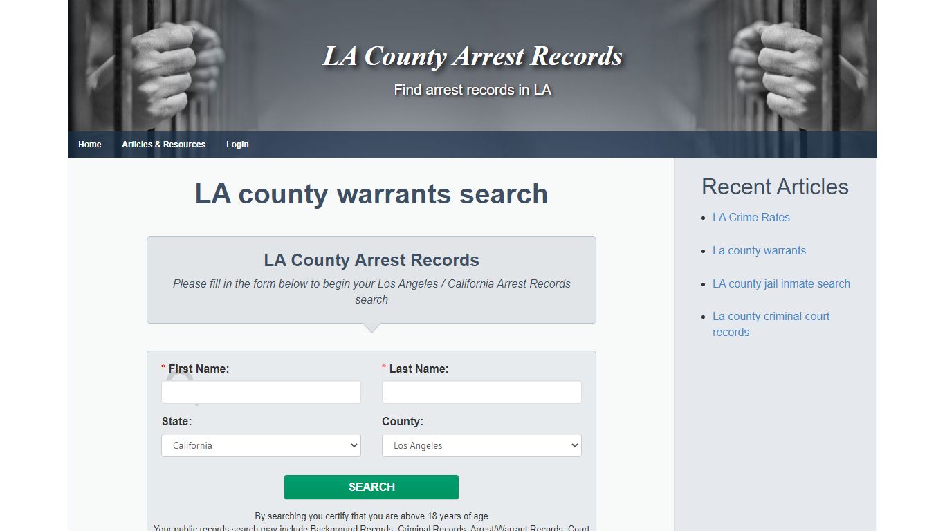 LA county warrants search - Finding information